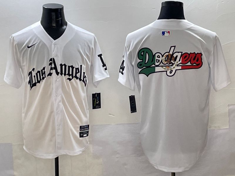 Men Los Angeles Dodgers Blank White Five generations Joint Name 2025 Nike MLB Jersey style 41->los angeles dodgers->MLB Jersey